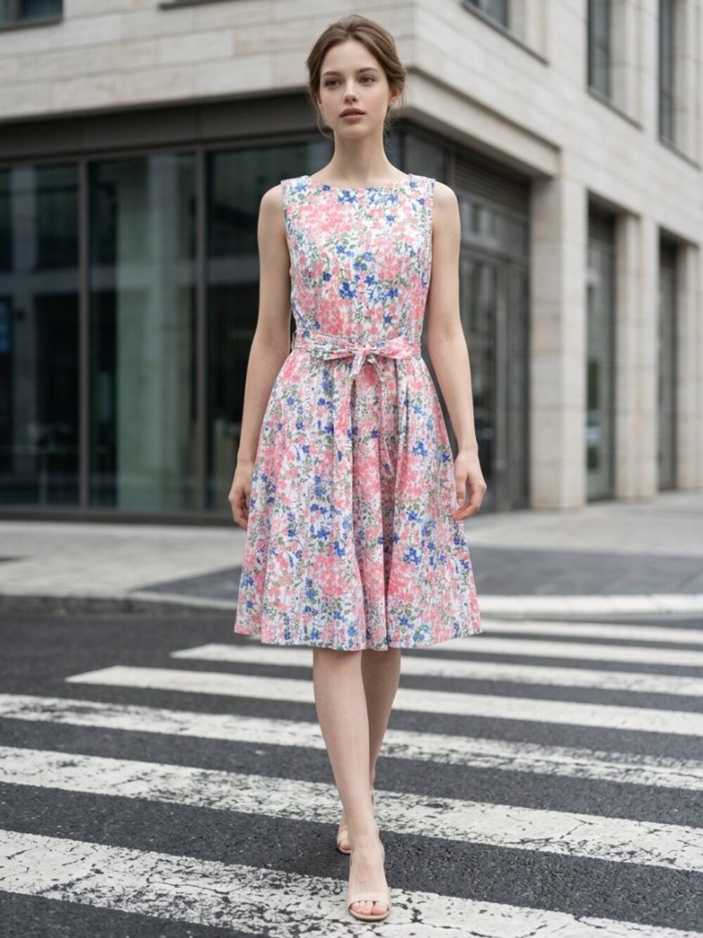 NWT Tommy Hilfiger Floral Cotton Fit & Flare Midi Dress Size 8